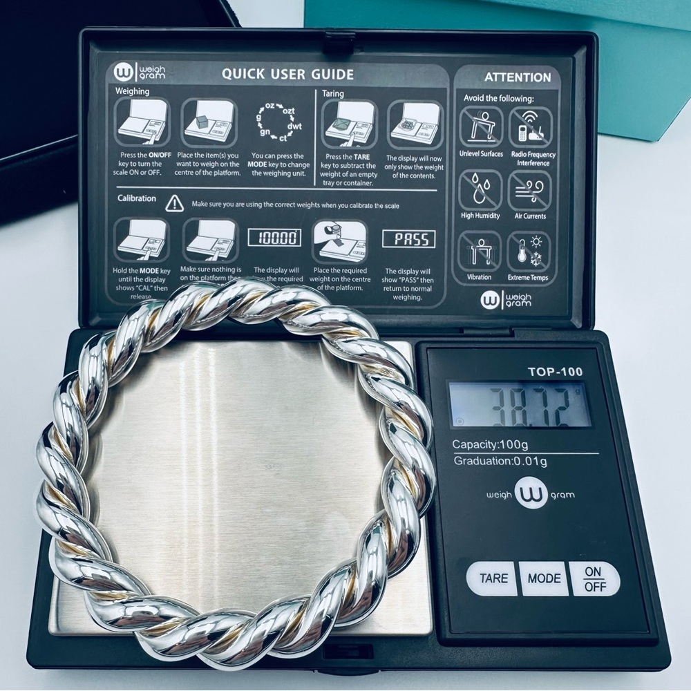 RARE Tiffany & Co. Vintage Twist Bangle Bracelet in Sterling Silver w Packaging - Picture 10 of 12